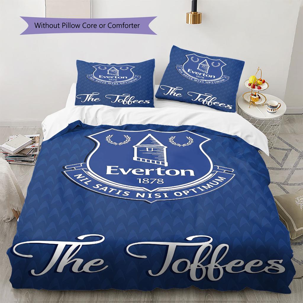 Everton F.C Pattern Bedding,Quilt Set Quilt Cover Pillowcase Home Birthday Gift(1 * duvet cover + 2 * pillowcase, without core)