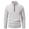 Autumn And Winter Men'S Stand-Up Collar Half-Zipper Knitted Sweater Simple Solid Color Fleece Thickened Casual Sweater Top