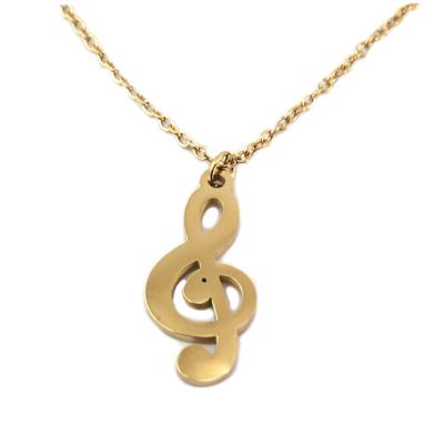 [P7883] - Designer-Halskette Stahl 'Violinschlüssel' Roségold - 12x8 mm