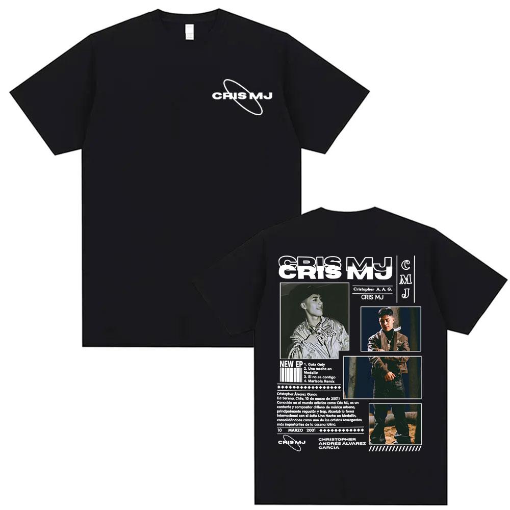 Rap Singer Cris MJ Album Tour Pattern Tshirt 2026 Summer New Men Clothing Harajuku High Street Y2K Tshirt Mens Cotton Tshirt