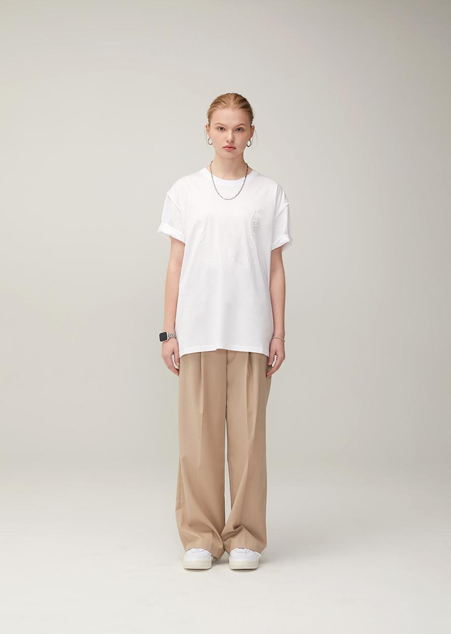 Claman Embroidered Applique T-Shirt [White] L