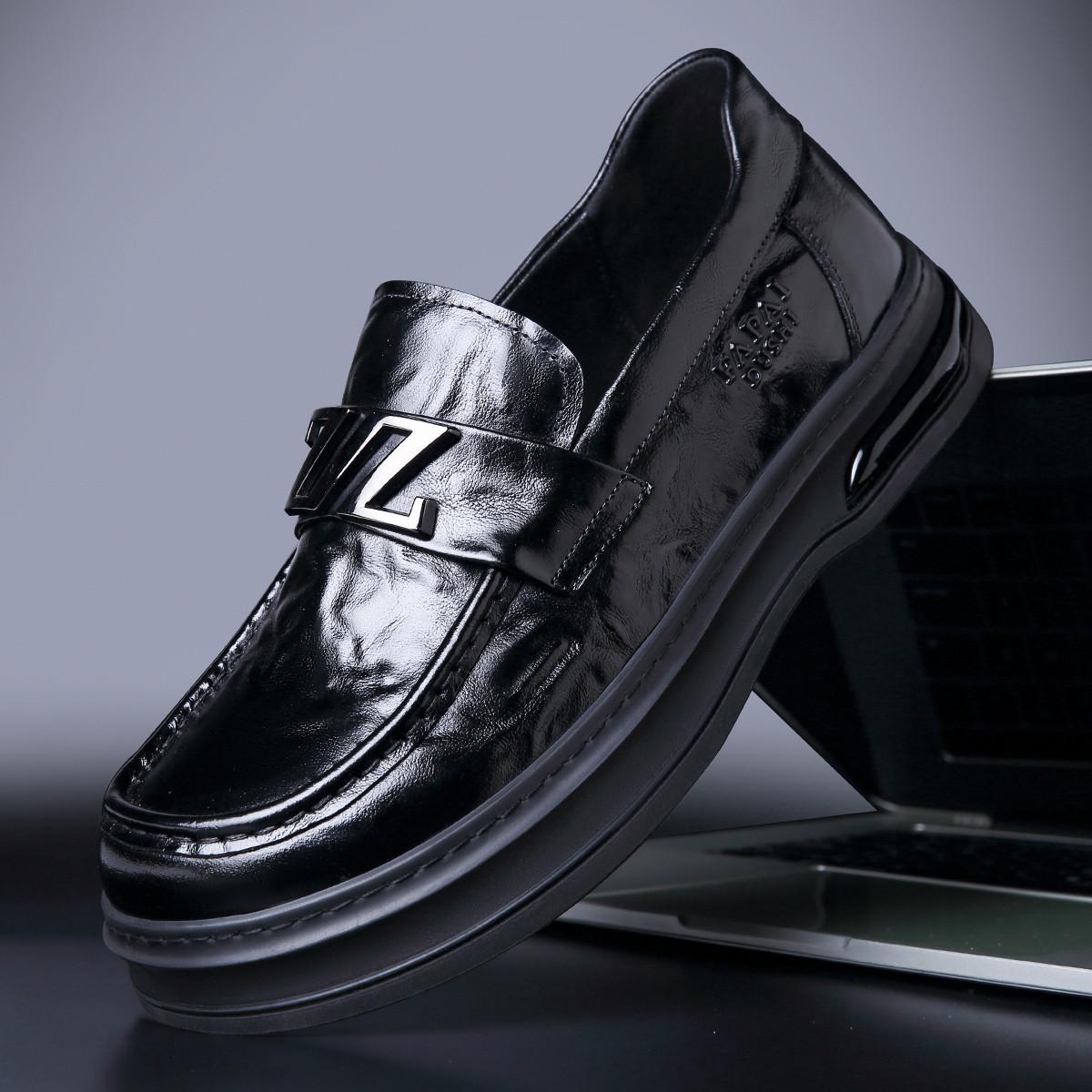 

Men s business casual leather shoes one-pedal loafers first layer cowhide genuine leather men s shoes big head fashion trend versatile 43