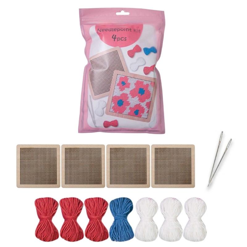 Flower Coaster Crochet Kits Needlepoint Starter Kits with Hook Needlepoint Kits Crochet Starter Kits for Craft Lovers