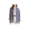 Polo Ralph Lauren SS24 Plaid Print Pointed Collar Single-Breasted Casual Long Sleeve Shirt Women Shirts Navy-Blue 211925087-001