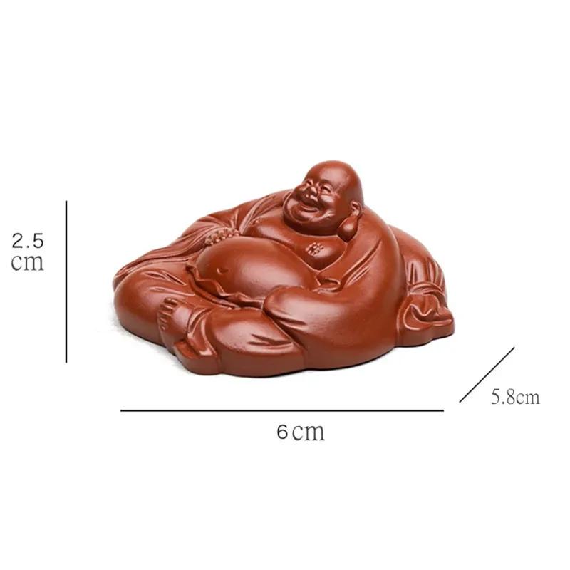 

Yixing Purple Clay Maitreya Buddha Tea Pet Lucky Figure of Buddha Statue Ornaments Handmade Tea Figurine Crafts Tea Set Decors