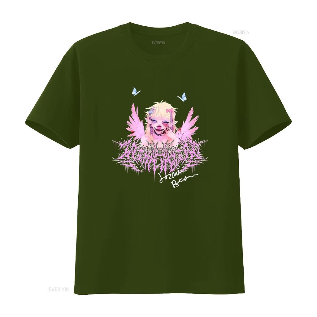 New Jazmin Bean Gothic Angel Wings Blood T Shirt Black Cotton Full Size S 3XL for Fans Vintage Washed Versatile Comfortable