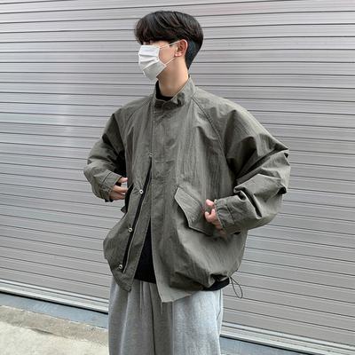 Autumn Stand Collar Men's Jacket Loose Korean Style Casual Top Trendy Work Jacket Men's Spring and Autumn Men's Clothing