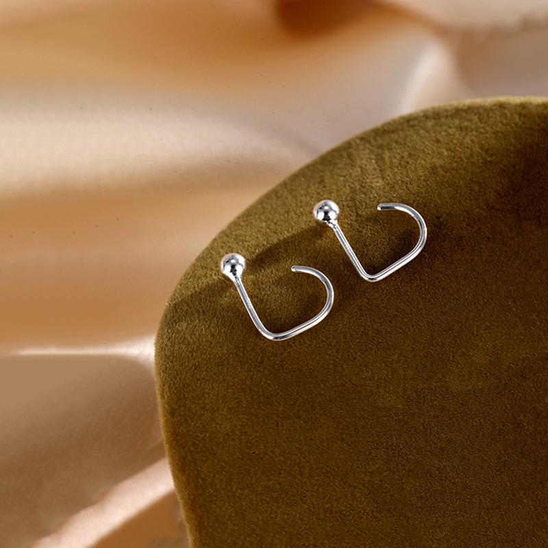 Korean Ins Wind Doudou Round Ear Hook a Cold Wind Temperament Earrings Sleep Free To Remove Niche Earrings Women