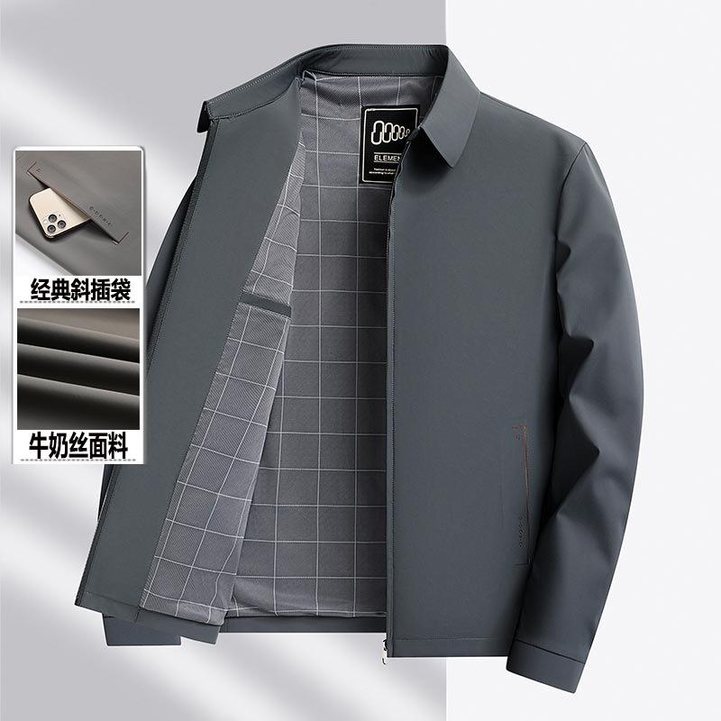 Spring and autumn new lapel jacket milk silk thin high-end business casual jacket men's top