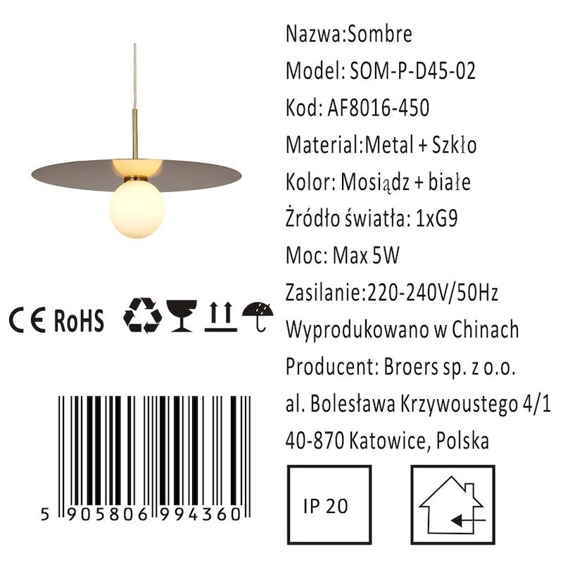 Sombre - modern hanging lamp 45 cm black