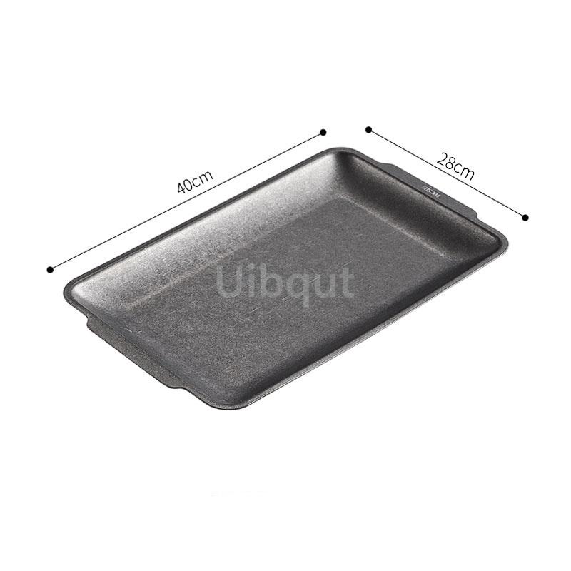 Distressed classical Stainless Steel Retangle Trays Dish Plate BBQ Pans Retro Western Steak Tray Kitchen Tableware Storage Plate