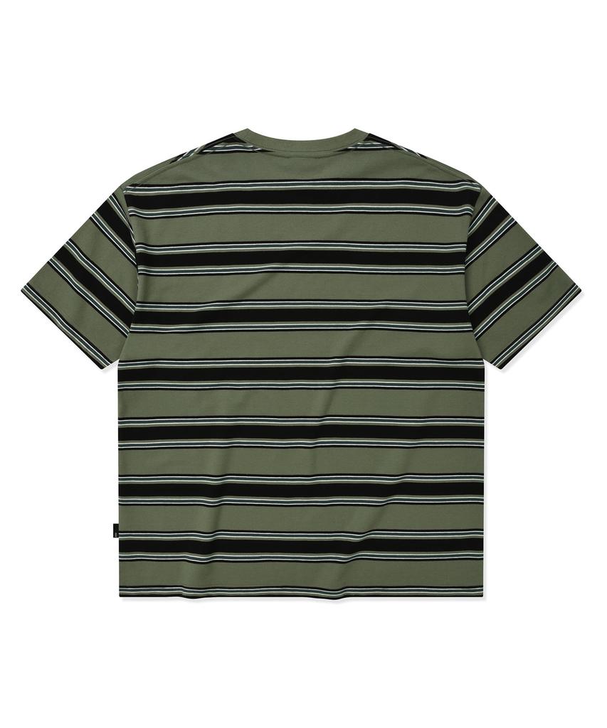 BROWNBREATH Tag Pique Stripe Tee - Khaki