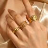 Elegant Summer Stainless Steel Women's Ring Set: Heart, Flower, Moon Designs - Perfect for Daily Wear and Dating.