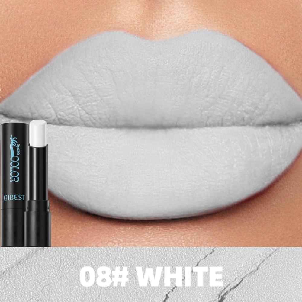 8 Kleuren Gothic Mat Lippenstift Niet Klevend Vampier Fluweel Lippen Crème Heksenachtige Donkere Lip Gloss De Hele Dag Draagbaar Waterdichte Lippen Vlek Make-up white