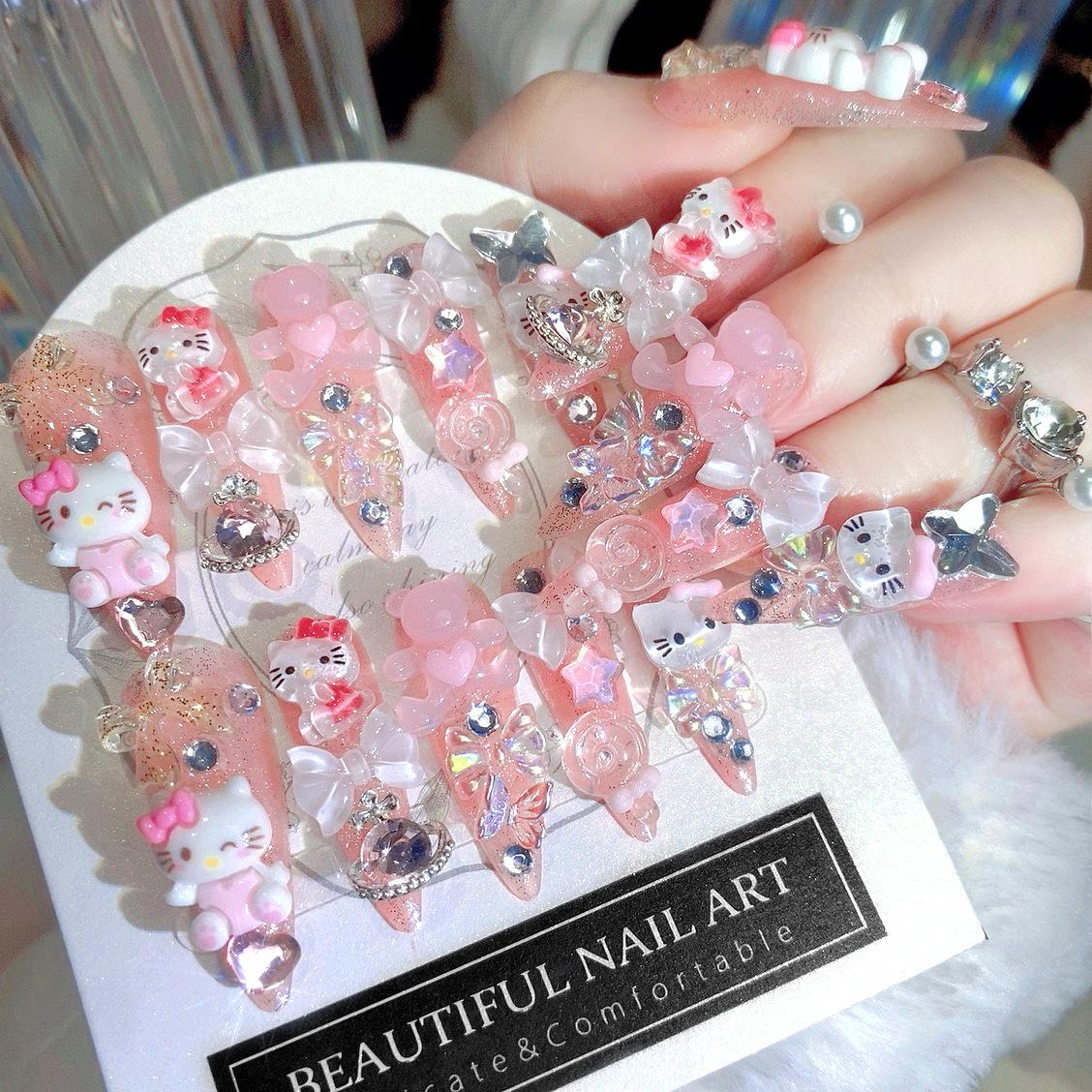 Heavy Industry Kawaii Handmade Nail Art Wearing Nail Products Cute Nail Patch Cartoon Cat Nail Art Patch E10