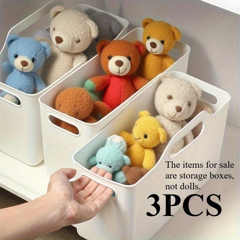 3PCS Stackable Under Sink Organizer Baskets - Plastic Storage Bins with Handles for Baby Clothes, Toys & Diapers
