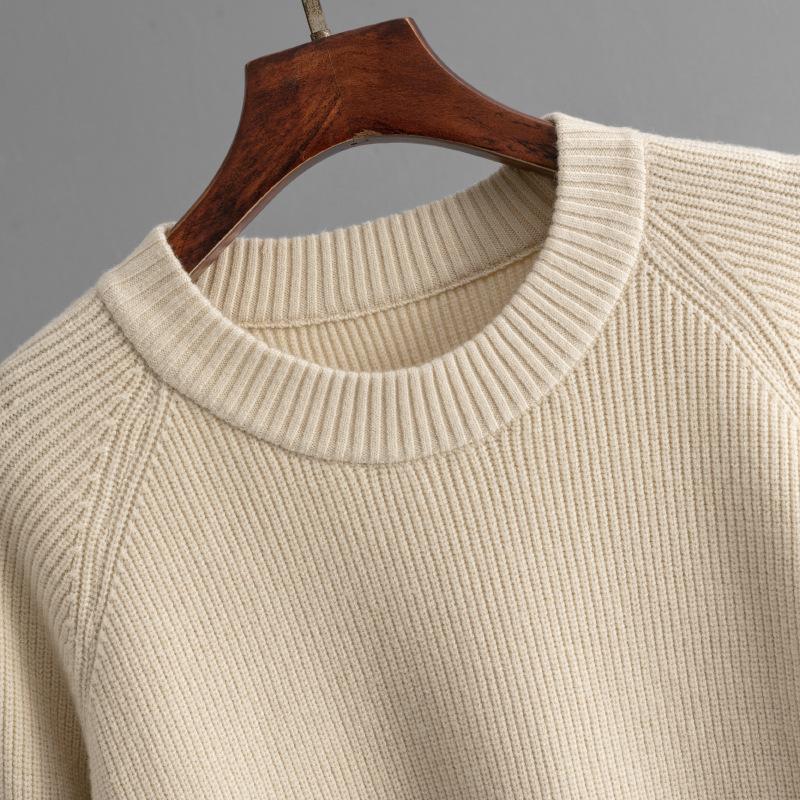 HNXC Winter Thick Sweater Set for Women, Loose Knitted Long-sleeved Round-neck Fashionable Wide-leg Pants Two-piece Set for Women