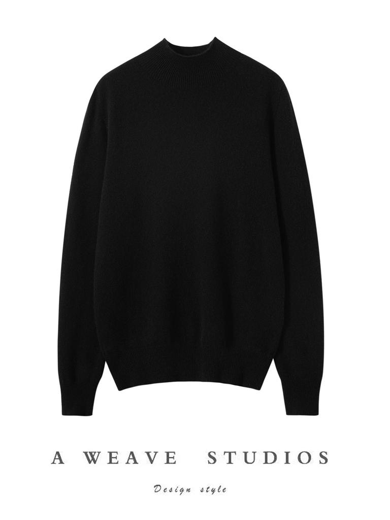 Women's Seamless Half-High Cashmere Sweater - Versatile, Comfortable, Fashionable Knitwear for Autumn & Winter.