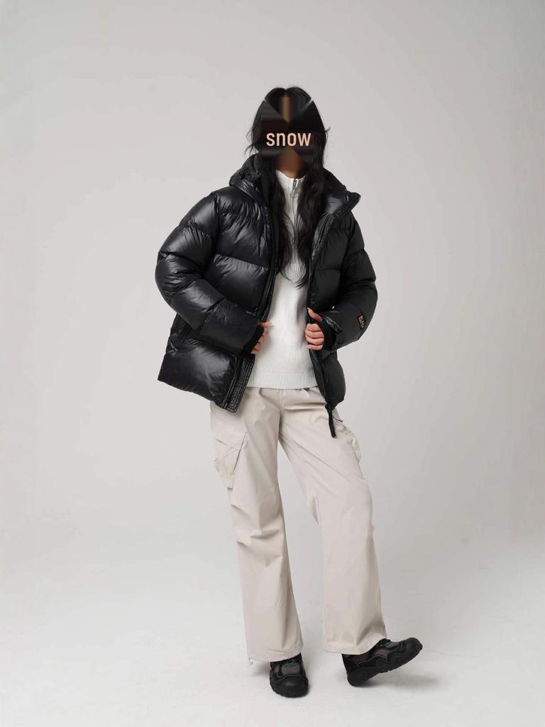 2025 Winter Schwarz Gold Weiße Entendaunen Kapuzen-Pufferjacke - Winddicht & Warm