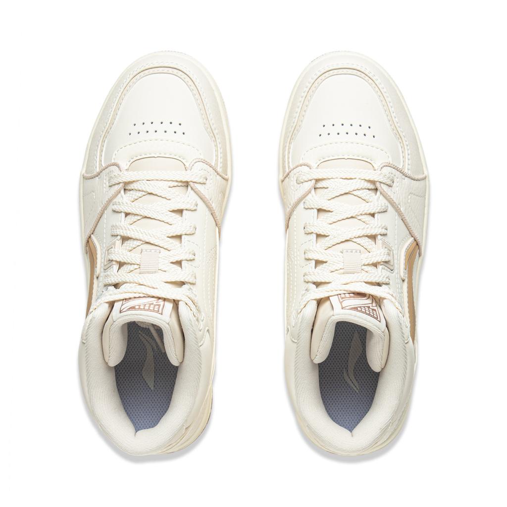 Li Ning Tianji HI Slip Resistant Cushioning Abrasion Resistant Mid Top Skateboard Shoes Women's Mother Of Pearl White AGCV340-2