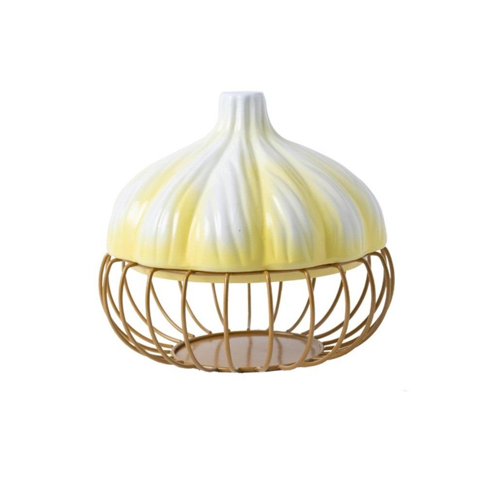 Stylish Iron Garlic Shape Storage Basket Space Saving Egg Storage Garlic Ginger Basket Ceramic Kitchen Shelf Kitchen
