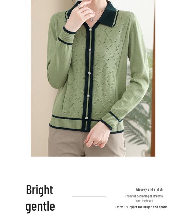 Mom's Autumn Peter Pan Collar Sweater - Women's Long Sleeve Knitted Top, Age-Reducing, Turn-Down Collar.