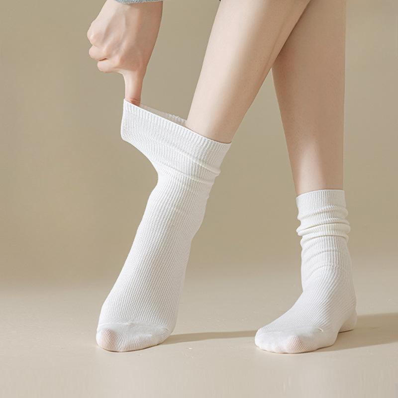 Women's Double-needle Skinny Mid-calf Socks, Sweat-absorbing Thin Breathable Women's Socks, Summer Black and White Socks, Cotton Socks