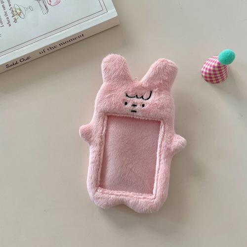 Original Cute Bear and Pink Rabbit Plush Card Holder Set for Korean Ins Polaroid Guka Small Card Display Pendant
