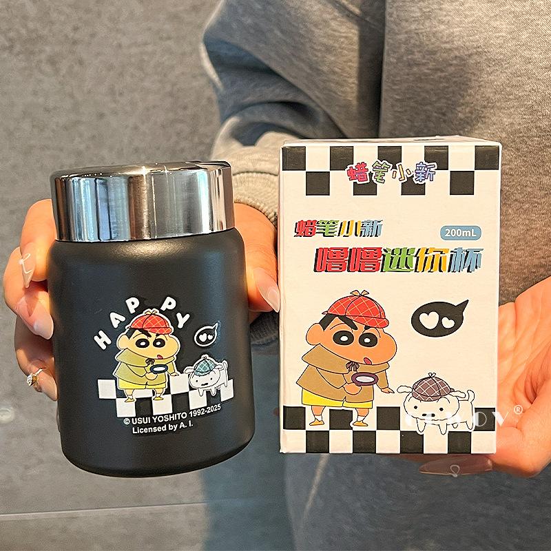 

Crayon small new thermos cup new accompanying cup coffee cup mini portable drinking water student stainless steel cartoon cup 200ml чорний