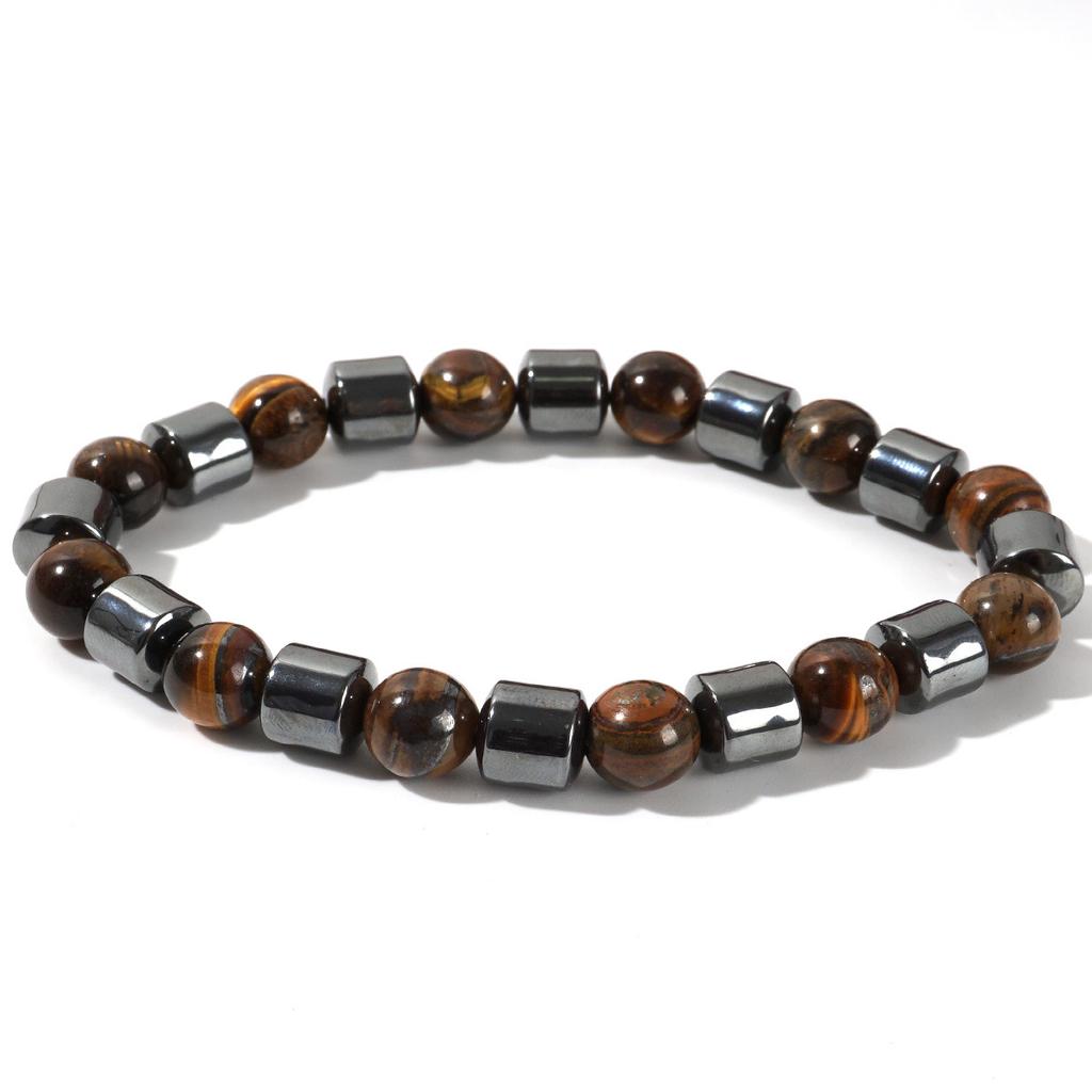 A Simple, Vintage-Style Magnetic Hematite Volcanic Stone Bracelet, Suitable For Both Men And Women.