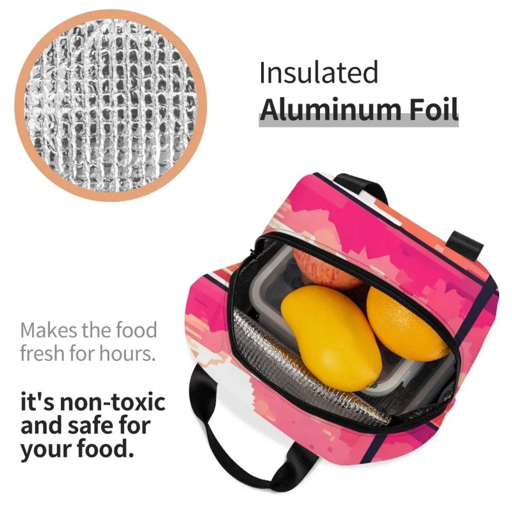 Summer Beach Sunset Palm Tree Design Insulated Lunch Bag for Women Kids Portable Food Boxes Thermal Lunch Box Tote
