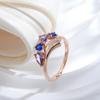 Blaue lila Zirkon-Ringe mit geometrischem Design für Damen, eleganter Fingerschmuck, Modeaccessoires