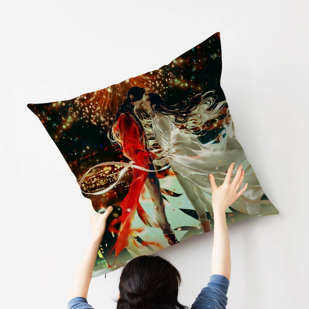 1pc Heavenly Officials Blessing Animation Cushion Cover Car Throw Pillow Case For Sofa Car Christmas Gift 40x40cm 45x45cm