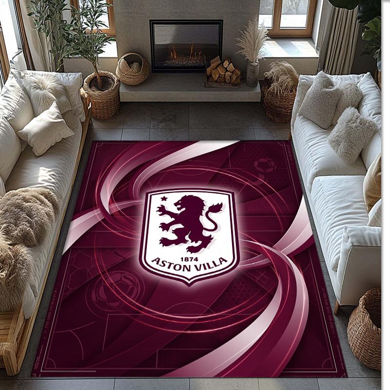 Tappeto in Velluto di Cristallo con Stampa Calcio Aston Villa, Comodo Assorbente d'Acqua Antiscivolo Tappeto per Pavimenti Interni