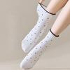 Black Fungus Lace Socks for Women, Spring and Autumn Style, Pile Socks, Cotton Socks, Summer Polka Dot Roll, Boneless Mid-calf Socks