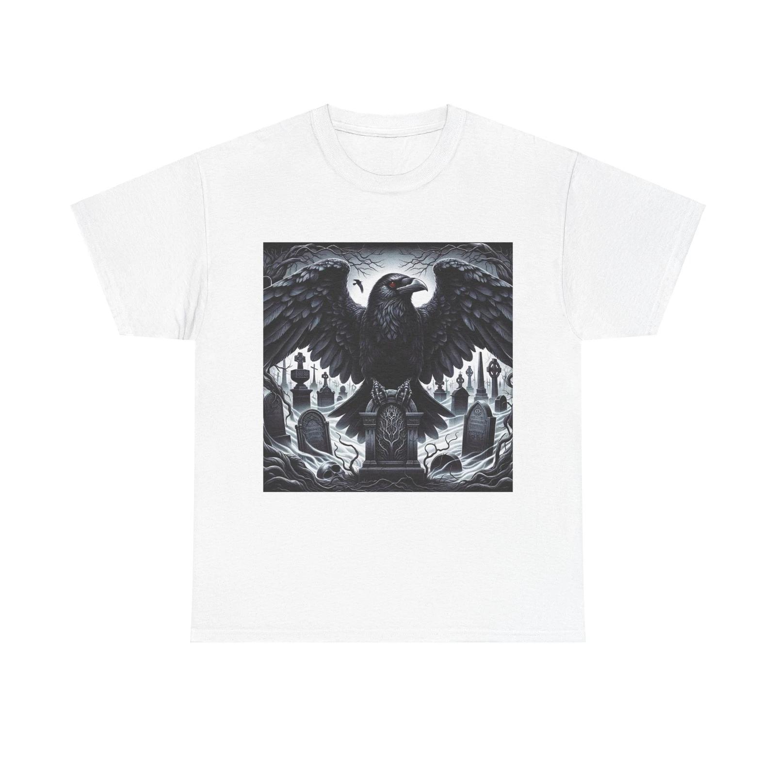 Unisex Adult T Shirt Gothic Horror Raven Tombstone Art S
