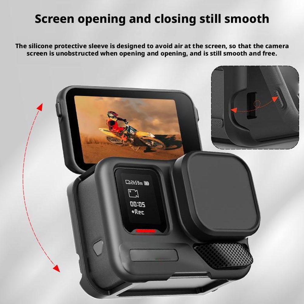 Silicone Case for Insta360 Ace Pro 2,Protective Cover with Silicone Lens Cover for Insta360 Ace Pro2 (Black)