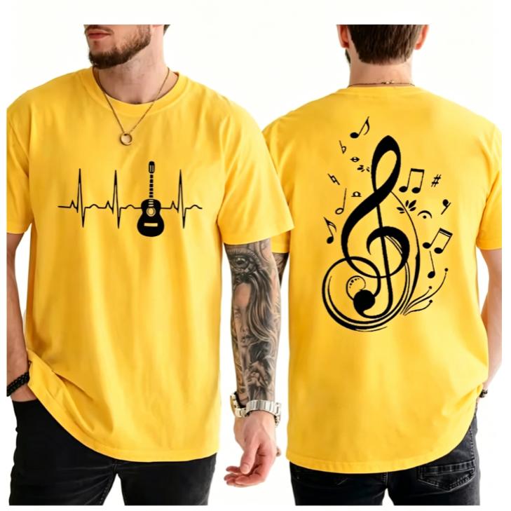 Unisexs Fashion Tshirt Summer Street Round Neck Casual Camisetas Tshirt Music Notes Design TShirts for WoUnisex Unisex Short Sleeve