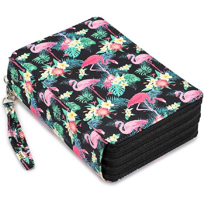 BTSKY Colored Pencil Case- 200 Slots Pencil Holder Pen Bag Large Capacity Pencil Organizer with Handle Strap Handy Colored Pencil Box with Printing