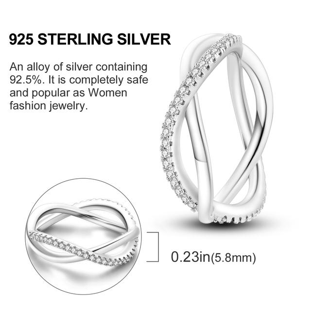 925 Sterling Silver Simple Zirconium Ring Twisted Cord Finger Ring Beaded For Women Luxury Fine Jewelry Gift Party