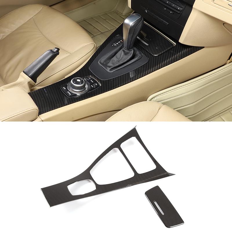 ABS Carbon Fiber Car Center Console Gear Shift Panel Frame Cover Trim For BMW 3 Series E90 E92 E93 2005-2012 LHD Car Accessories