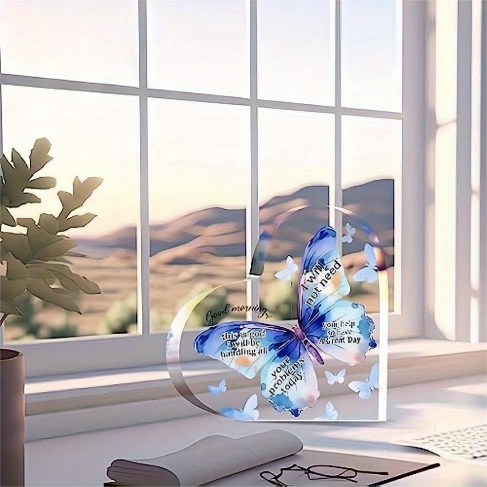 Inspirational Desk Decor with Butterflies and Engraved Christian Messages - Perfect for Women of Faith!