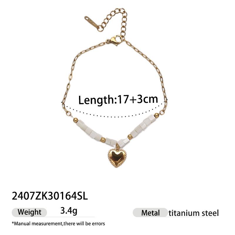 

Hypoallergenic Stainless Steel Bracelet Gold Plated Waterproof Non-tarnish Crystal Pearl Shell Pendant Dainty Layering Jewelry