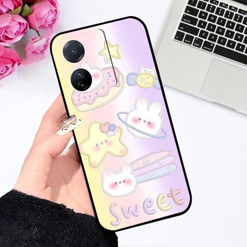 

For Vivo T1 5G Case T1 Pro V2151 Shockproof Silicone Matte TPU Phone Cover For VIVO T1 Snapdragon 778G 680 Floral Funda Capa T1 (Snapdragon 680)