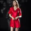 Women's Summer Ice Silk Pajamas - Sexy Short Sleeve Nightgown, Loose Fit, Plus Size