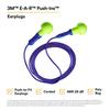 3M E.A.R Push-Ins Earplugs, Corded, 28NRR, Yellow/Blue