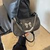  2025 Trendy Women's Underarm Bow Tie Chain PU Shoulder Bag for Daily Use