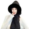 Cute Plush Winter Integrated Cap Scarf Warm Thickened Beanie Hat Scarf Casual Windproof Scarf Set Hooded Outdoor