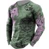 Retro Style 3D Guide Printed Men's Casual Round Neck Long Sleeved T-shirt