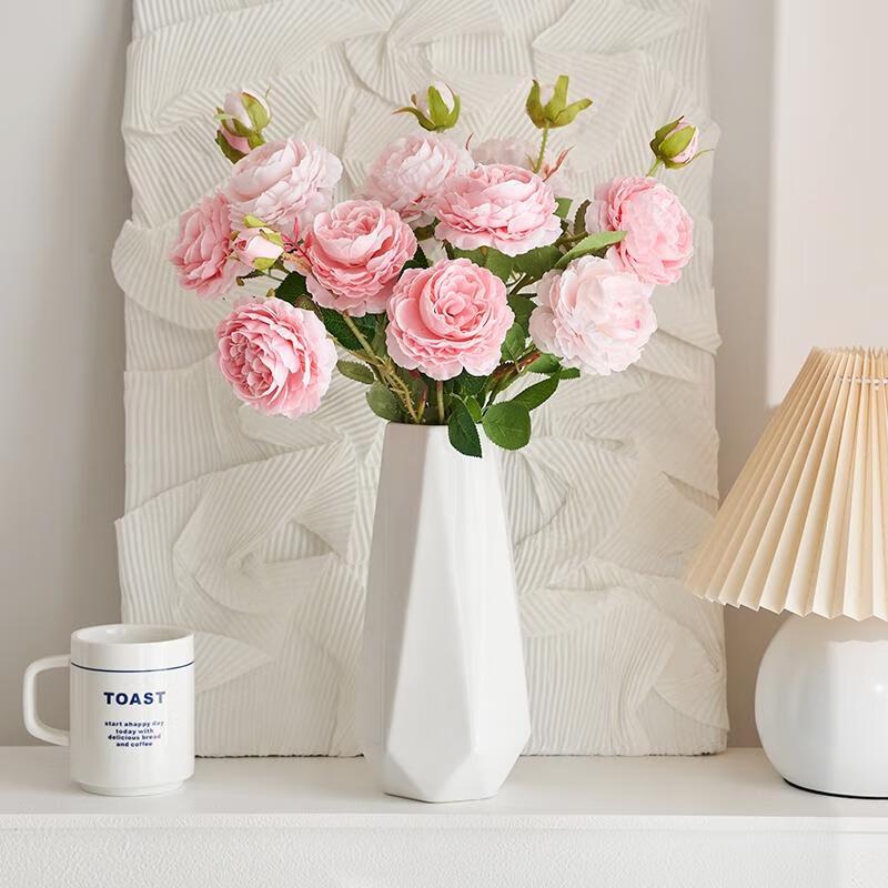 HANDUNYOU Artificial Flower Bouquet with Ceramic Vase